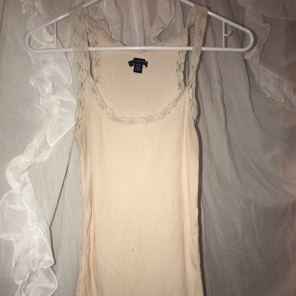 American Eagle Outfitters Lace Blush Pink Tank Top